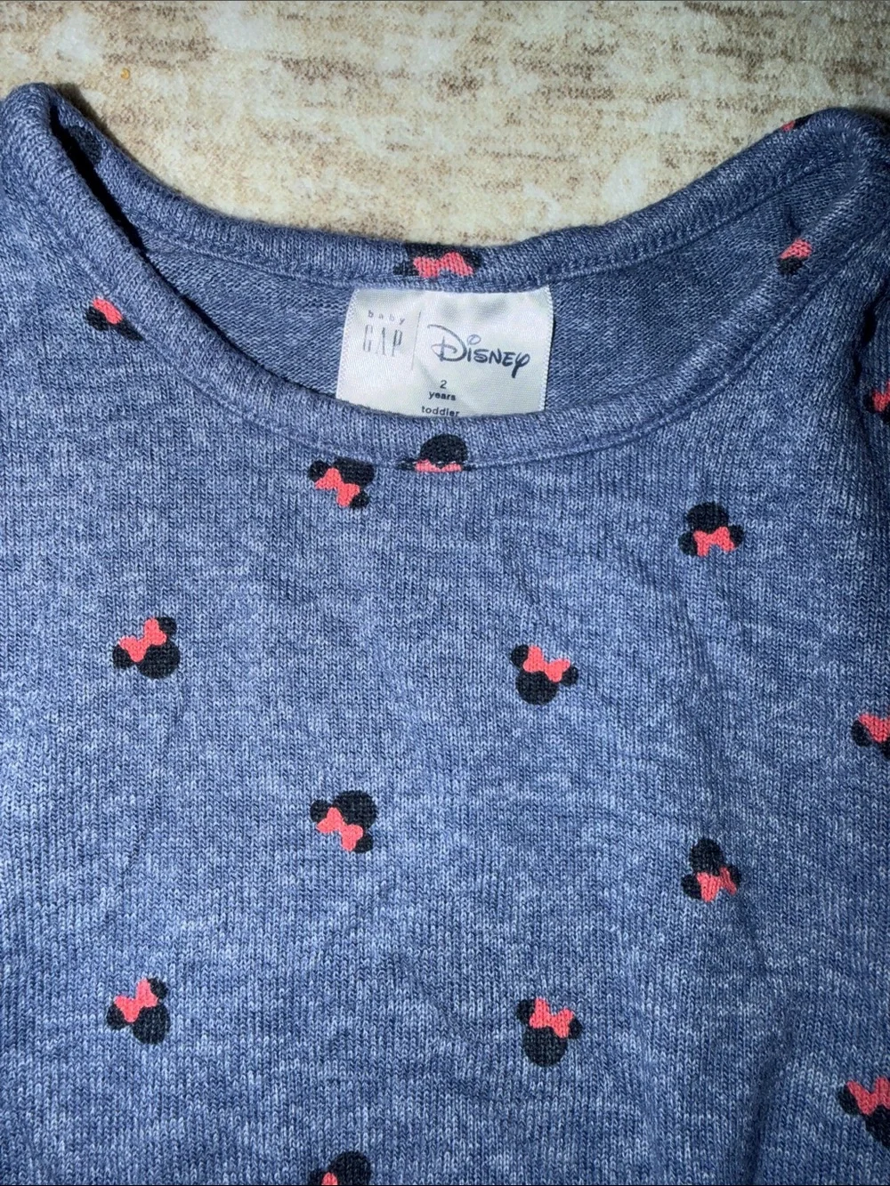 Baby GAP x Disney Navy Blue Long Sleeve Tee with Minnie Mouse and Bows